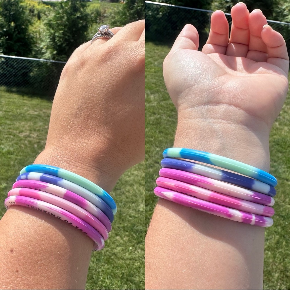 Assorted Tie Dye Silicone Motivational Bracelets | 5 Pack
